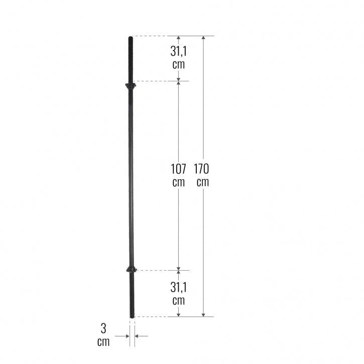 Vægtstang 170 cm Black Skruelås 30 mm