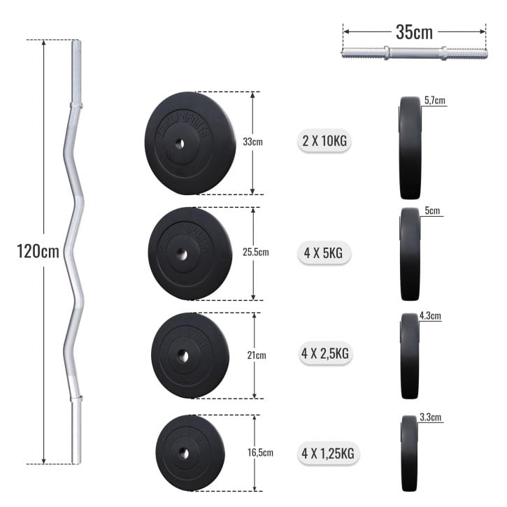 Curlstang Håndvægte Basic Feder 70 kg