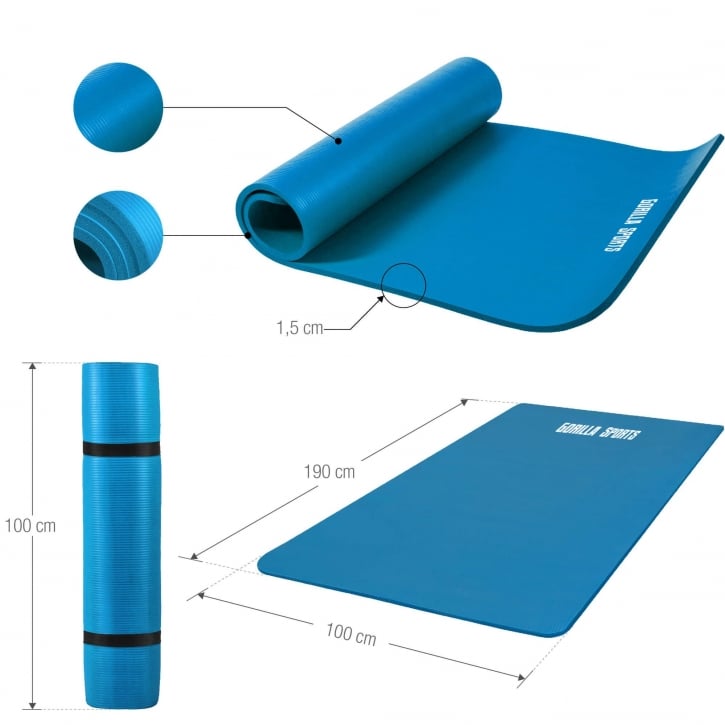 Træningsmåtte Deluxe Yogamåtte 190X60 Cm