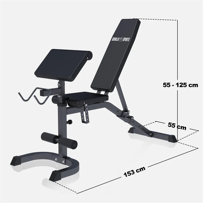 Multibænk Bænkpres Biceps Situps Sort