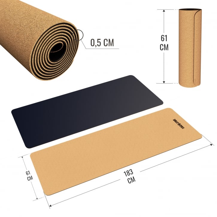 Yogamatte Kork 183X61X0,5 cm