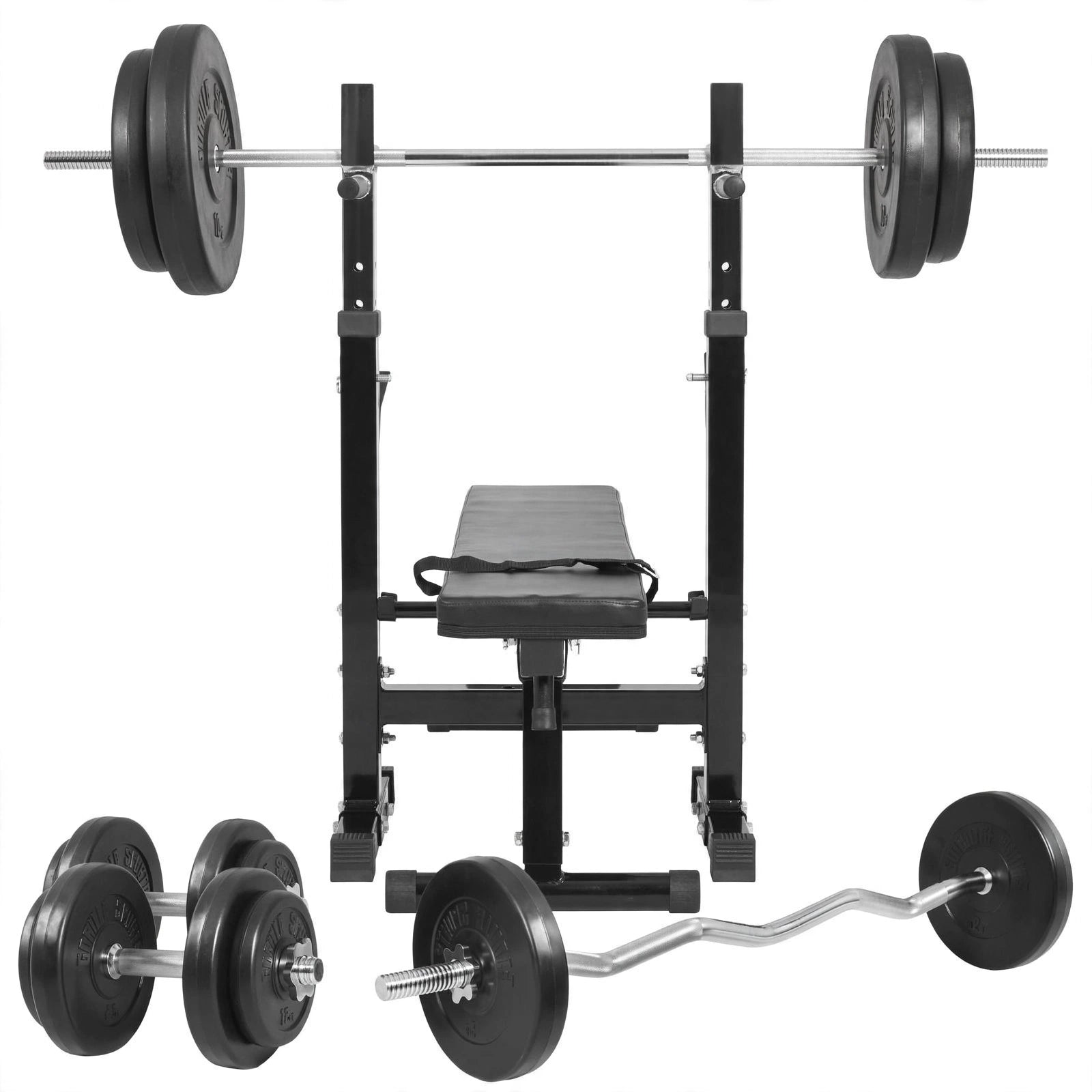 Bænkpres BLACK Vægtstang Curlstang Håndvægte 100 kg