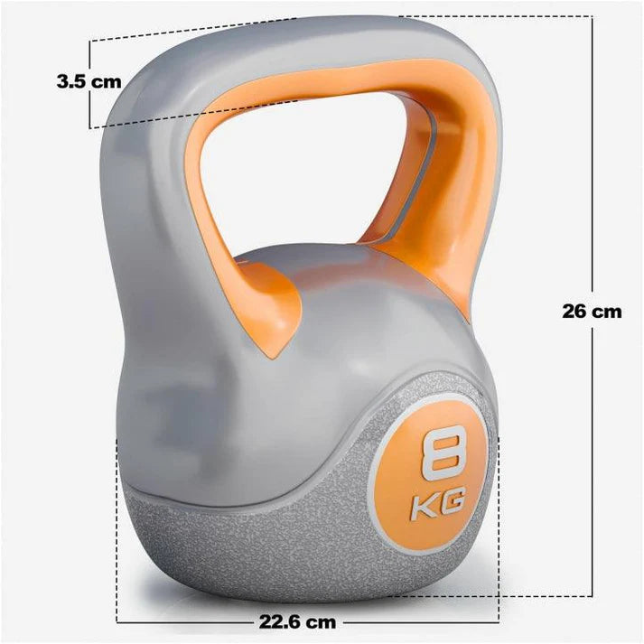 8kG Kettlebell från Gorilla Sports med mått