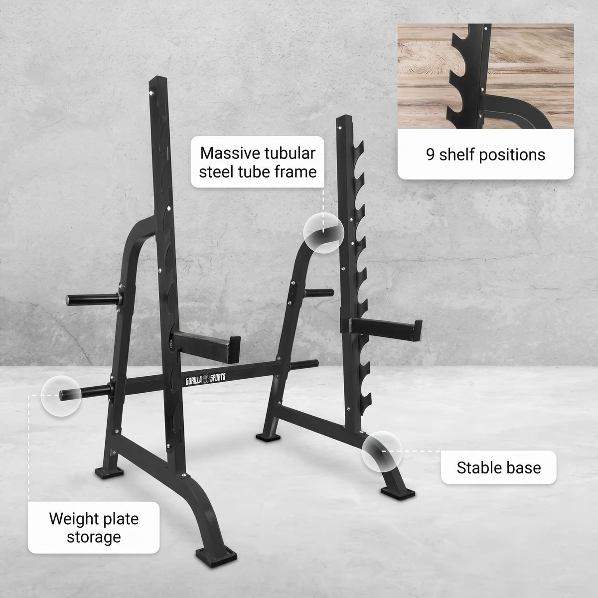 Squat Rack PRO Barbellstativ från Gorilla Sports