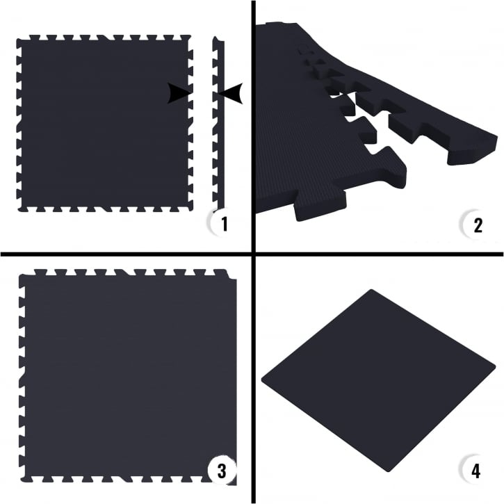 Gymgolv från Gorilla Sports - set 8 - Puzzel - Svart - Närbilder