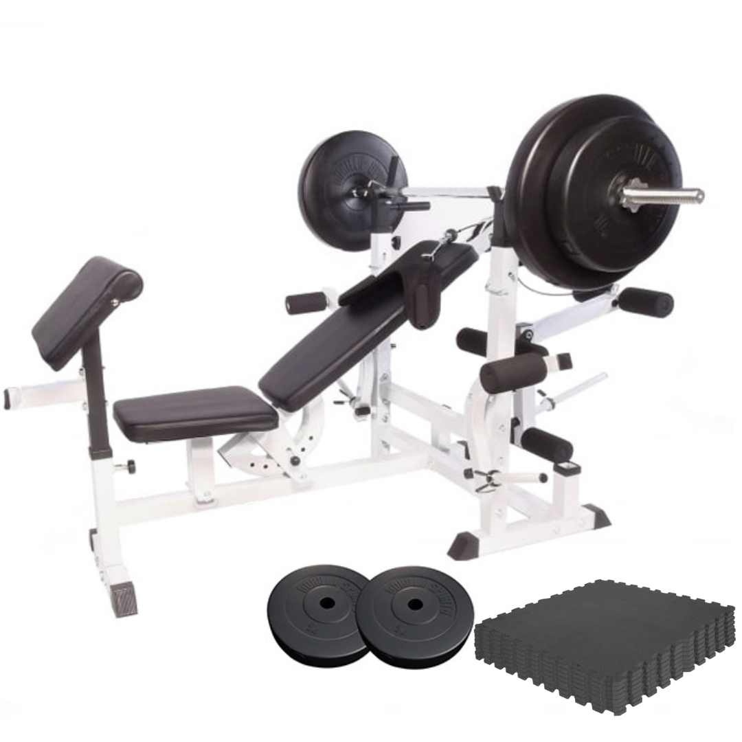 Multigympakke BASIC Sort/Hvid 60kg Med Gymgulv