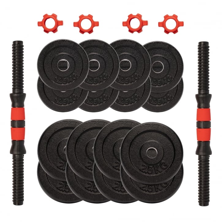 Håndvægte 25 mm Støbejern 2x10 kg 2x15 kg