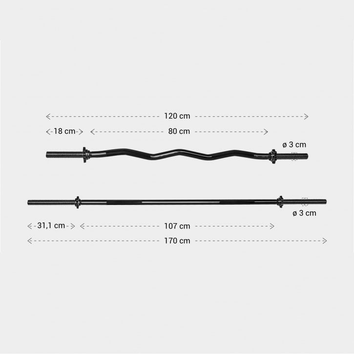 Vægtstang Curlstang BLACK 30 mm
