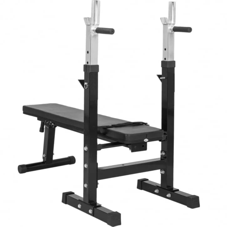 Bænkpres SORT/HVID Vægtstang 60kg Med Gym Gulv