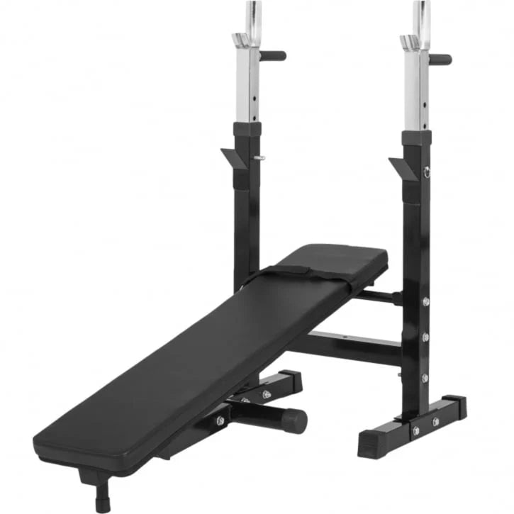 Bænkpres SORT/HVID Vægtstang 60kg Med Gym Gulv