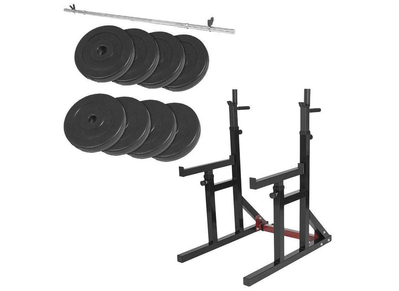 Skivestang og 30 kg vægtskiver medfølger