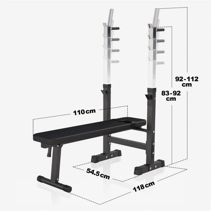 Bænkpres SORT/HVID Vægtstang 60kg