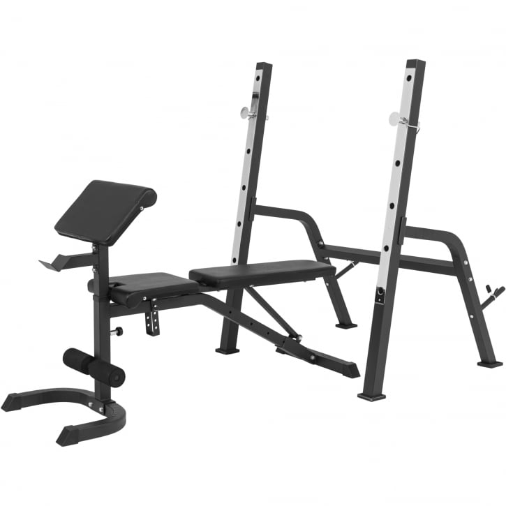 Bænk med syv positioner og bicepsstøtte