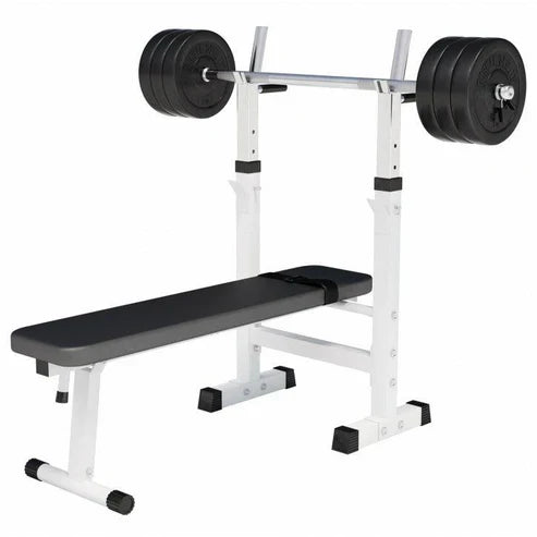 Bænkpres SORT/HVID Vægtstang 60kg