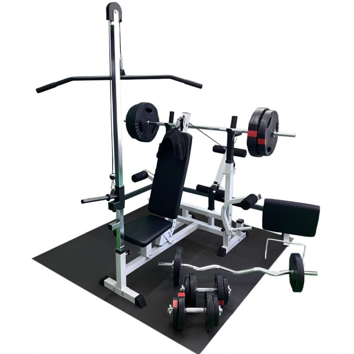 Multigym TRIGRIP 100 kg Vægtsæt, Lats og Gulv