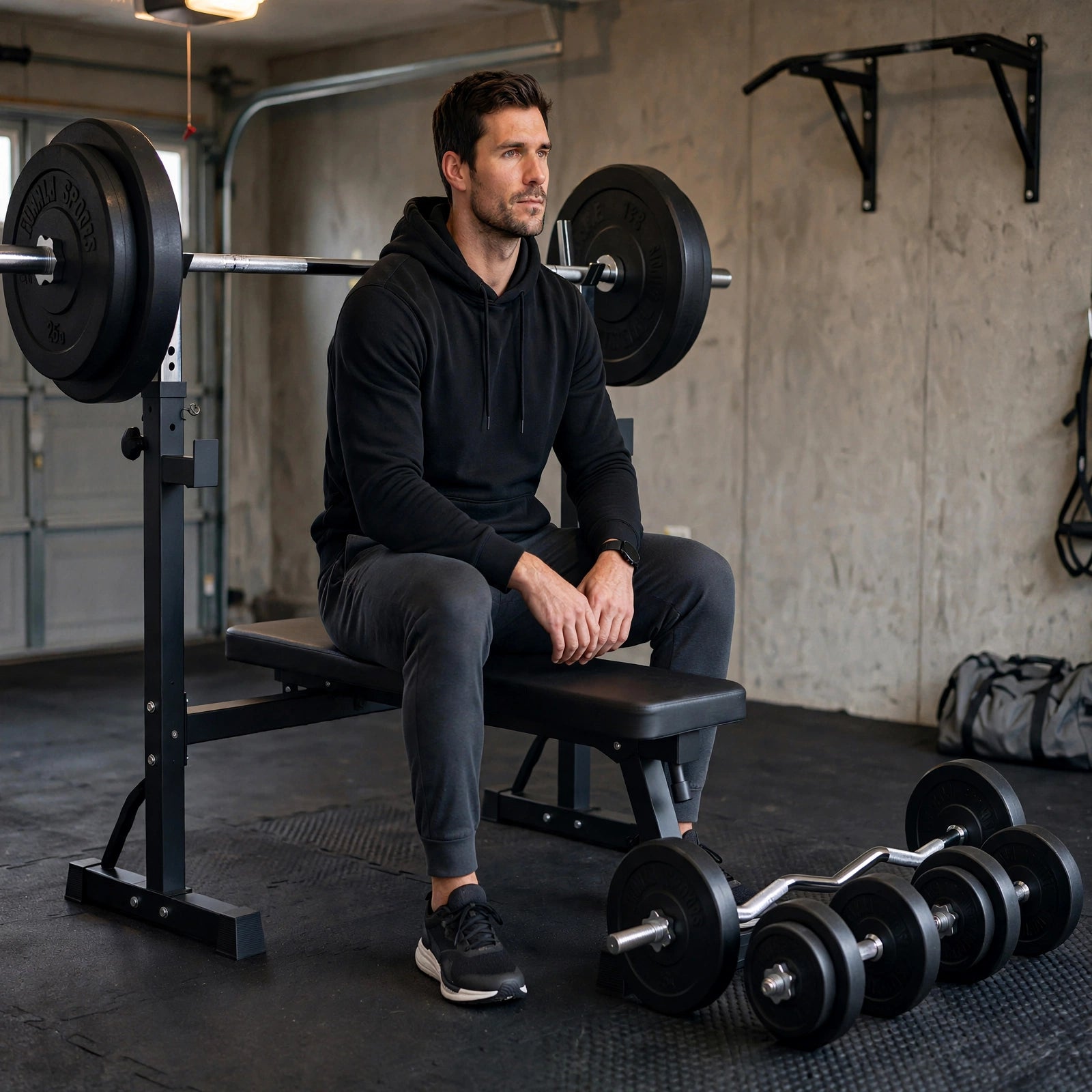 Bænkpres 2.0 BLACK Vægtstang Curlstang Håndvægte 100 kg från Gorilla Sports