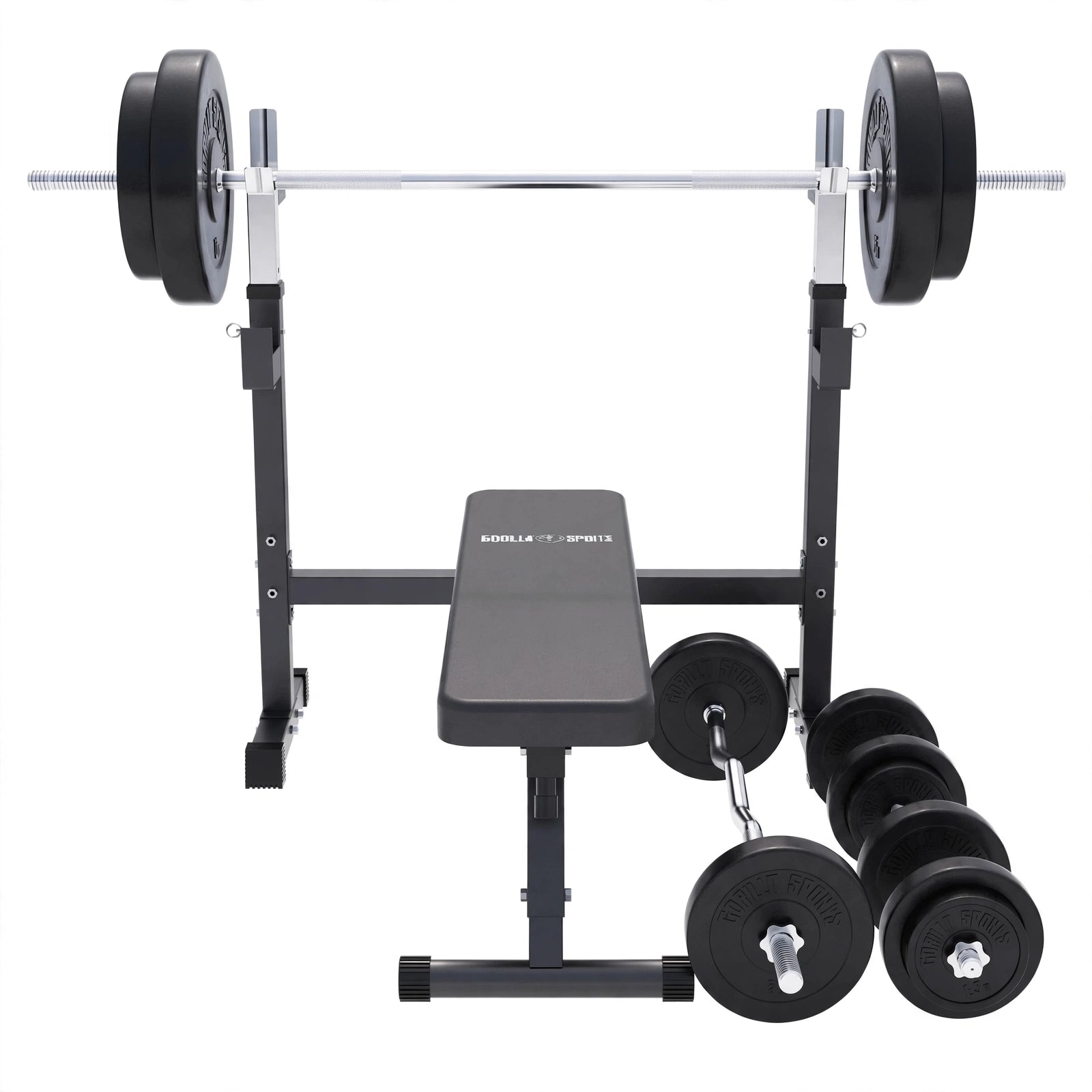 Bænkpres 2.0 BLACK Vægtstang Curlstang Håndvægte 100 kg