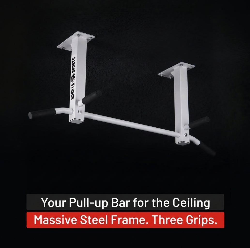  Pull Up Bar WHITE Loftmonteret från Gorilla Sports