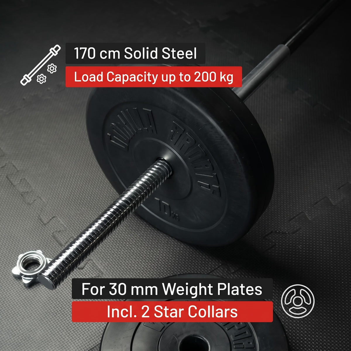 Vægtstang 170cm Skruelås 30mm från Gorilla Sports