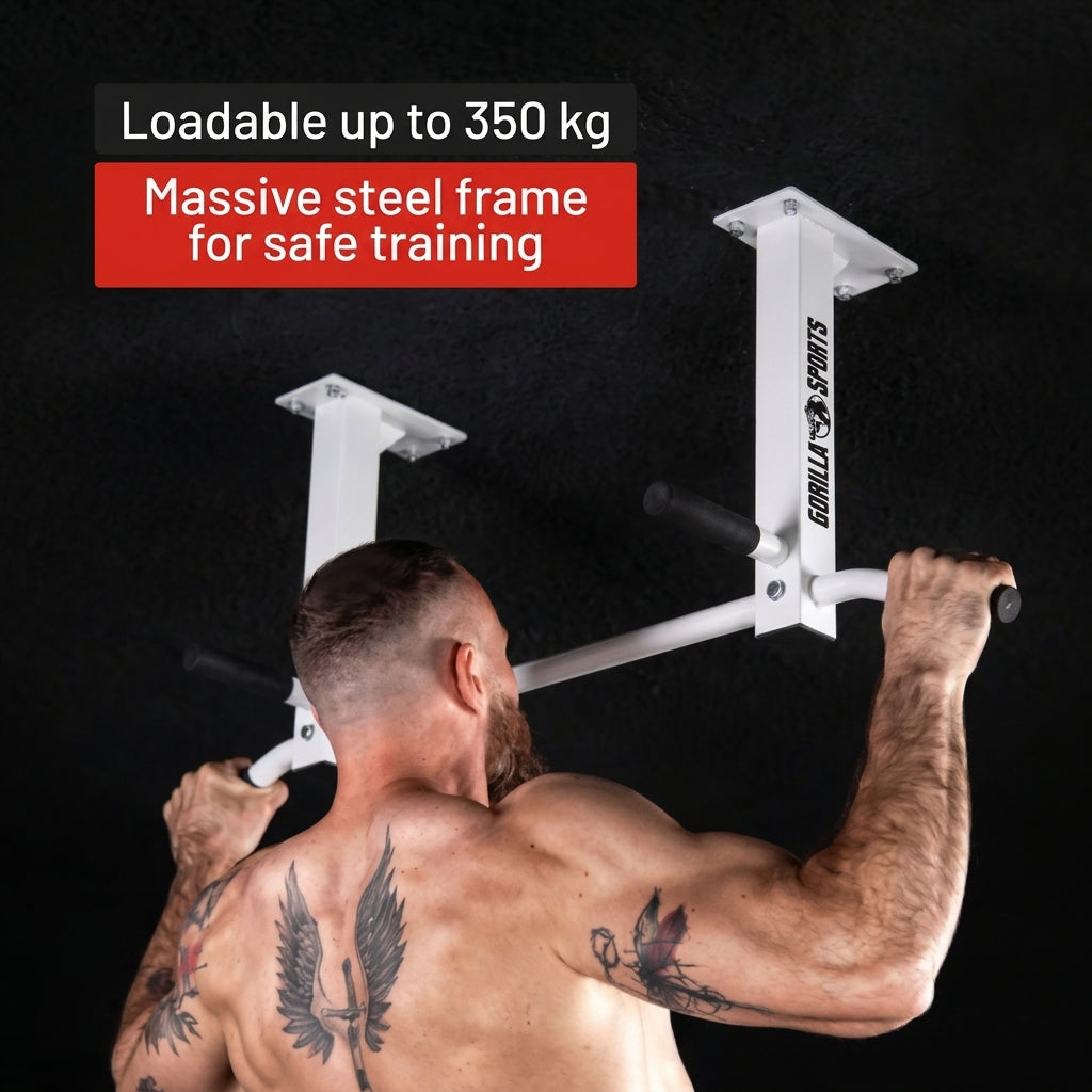  Pull Up Bar WHITE Loftmonteret från Gorilla Sports
