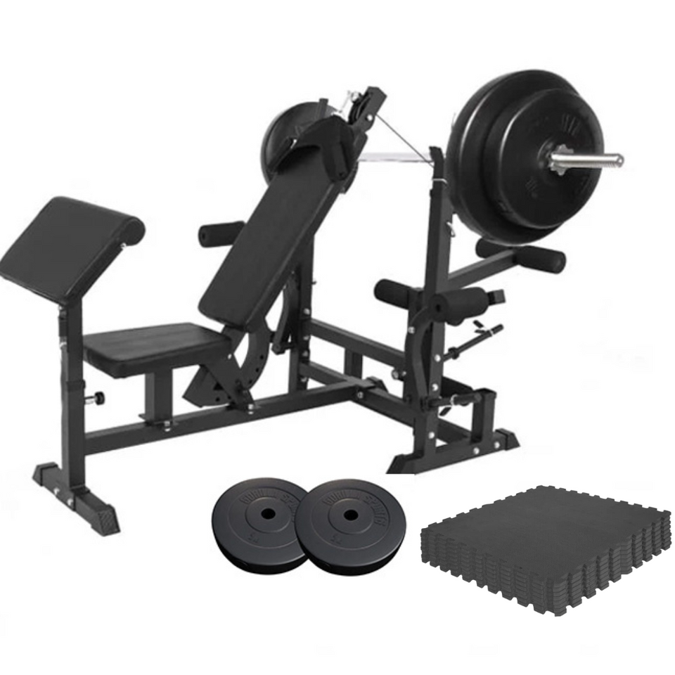 Multigympakke BASIC Sort/Hvid 60kg Med Gymgulv