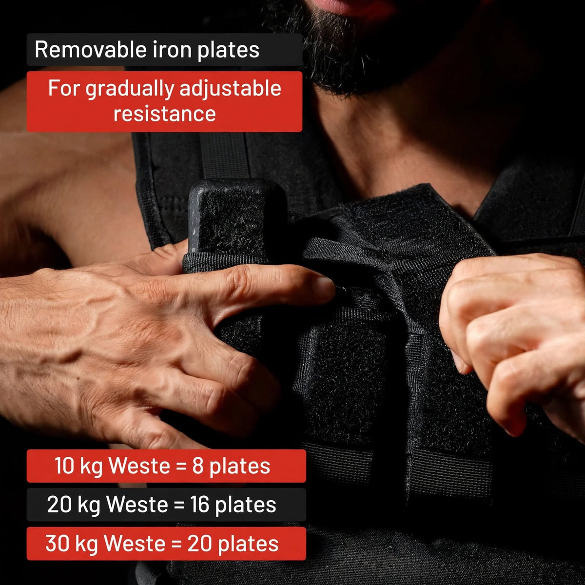 Vægtvest GS Justerbar 10 kg, 20 kg, 30 kg från Gorilla Sports