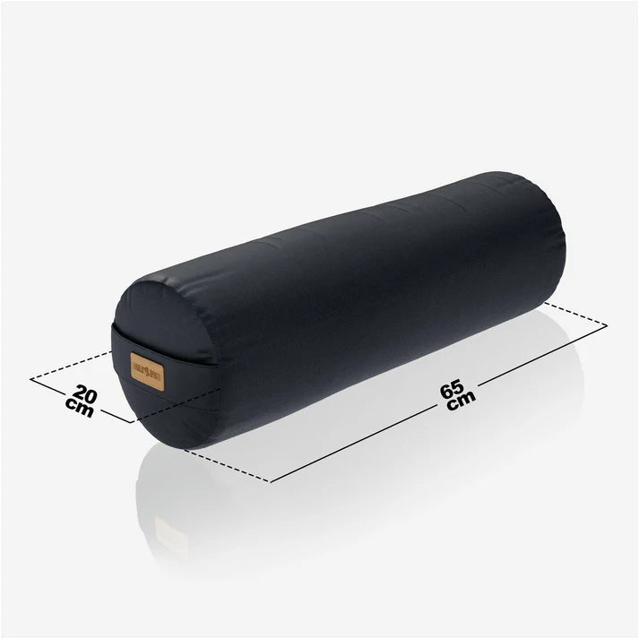 Svart yoga bolster från gorilla sports med mått från Gorilla Sports