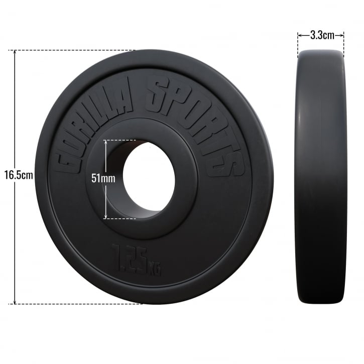 Viktskiva i cement från Gorilla Sports - 1,25kg - med mått