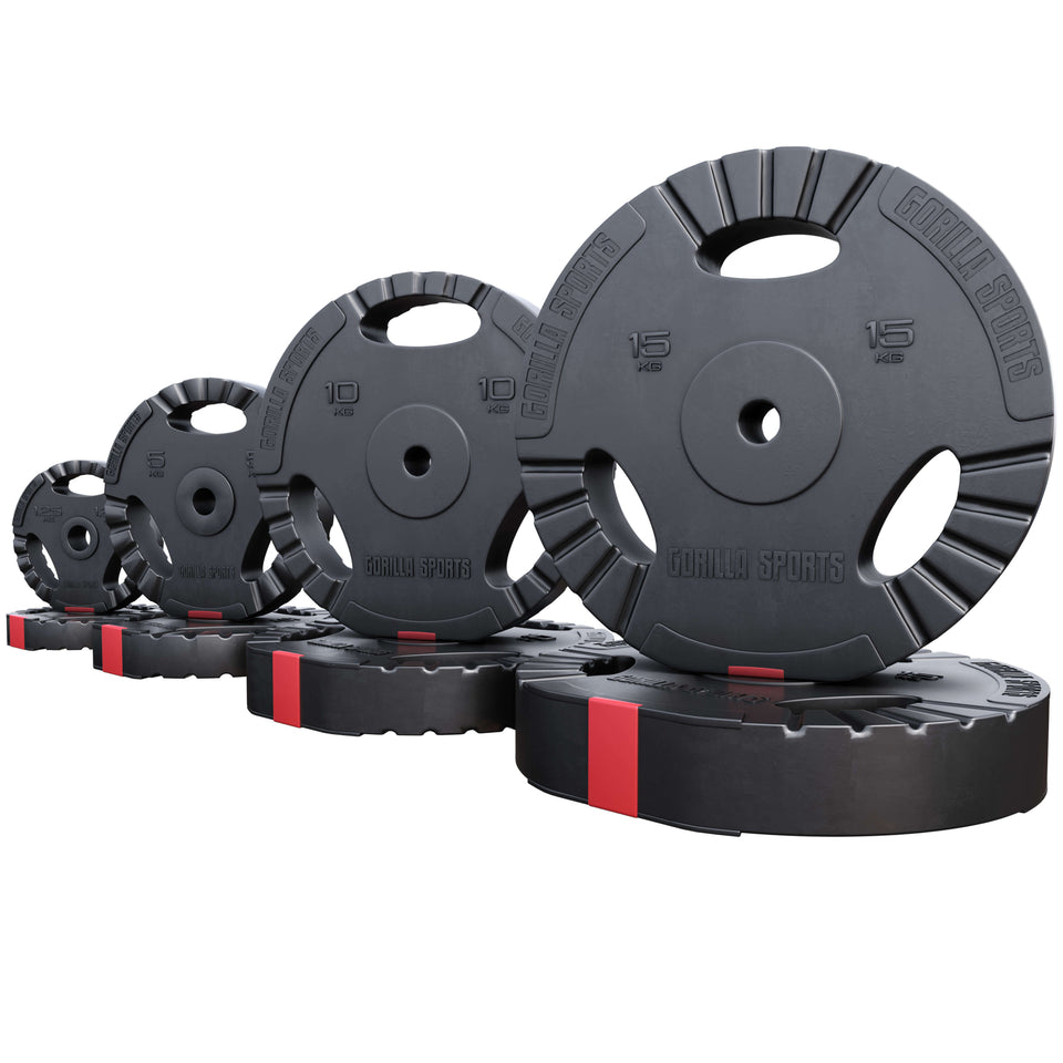 Viktskivor i cement med 50mm håldiameter , trigrip grepp