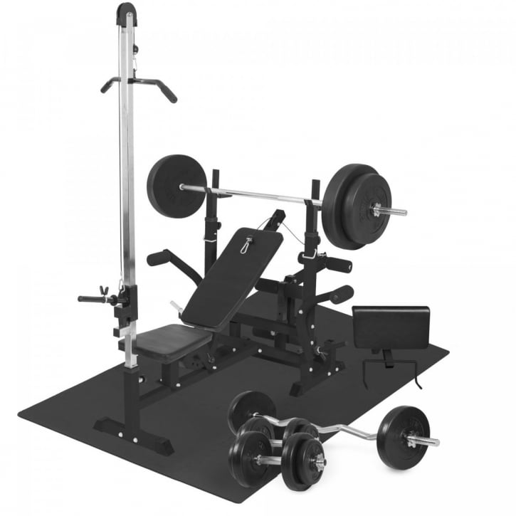 Multigym Basic Black 100 kg Vægtsæt Lats Gulv